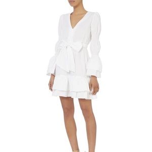 Intermix White bell sleeve mini dress size P NWT